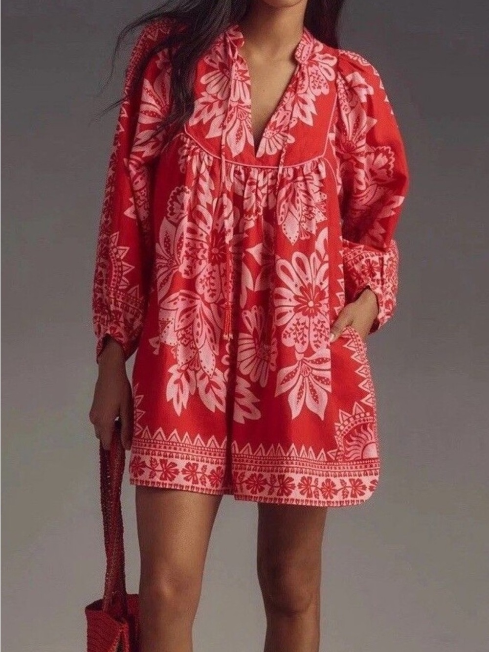 Farm Rio Linen Flora Tunic Dress